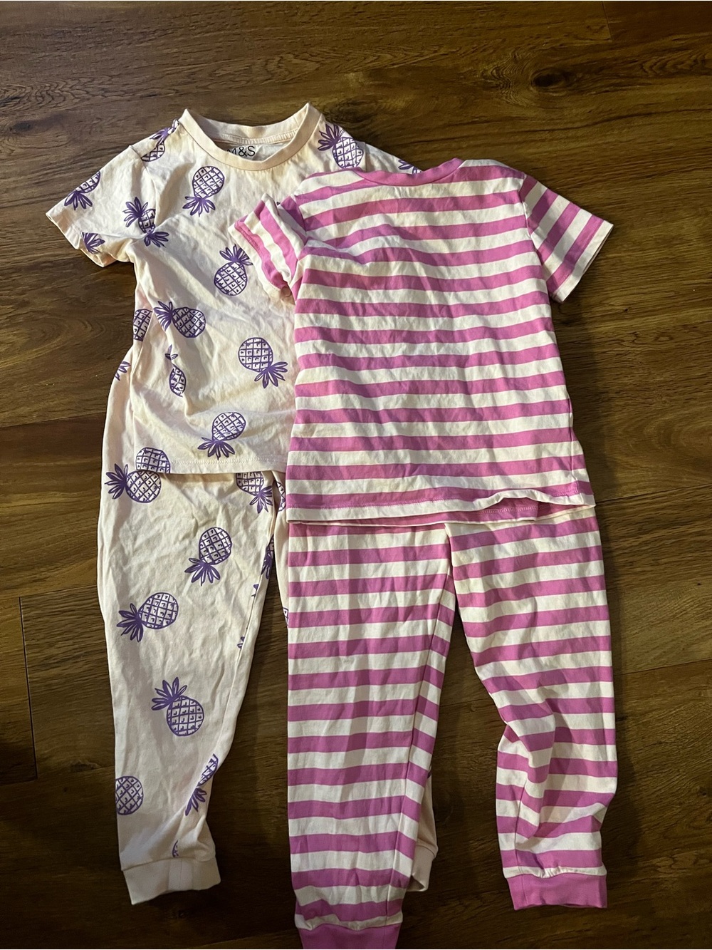 Kids Two-Piece Pink Pineapple Print & Pink Stripe Pajama Set